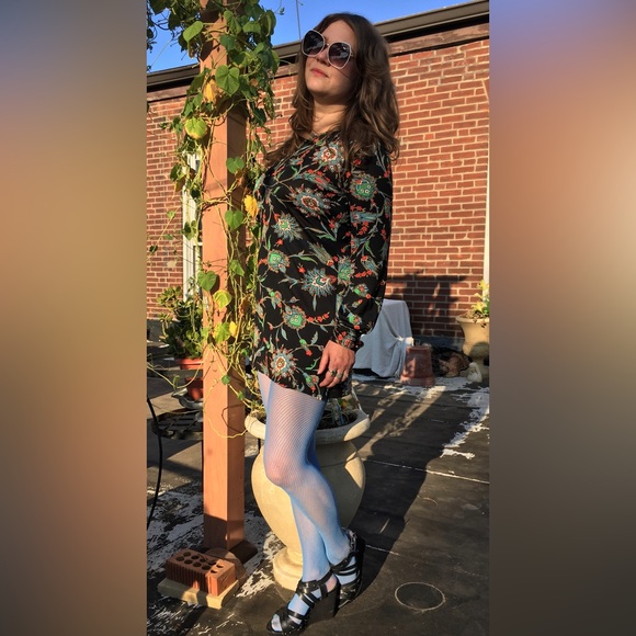 Super 60’s Mod Puff Sleeve Slinky Paisley Print Hendrix meets MINI Super Button - Picture 7 of 16